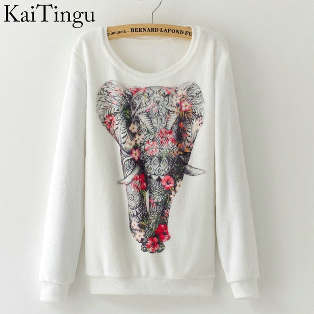 KaiTingu 2016 New Fashion Autumn Long Sleeve Flannel Women Tracksuit Hoodie Dog Print Casual Ladies Tops Pullover Sweatshirt