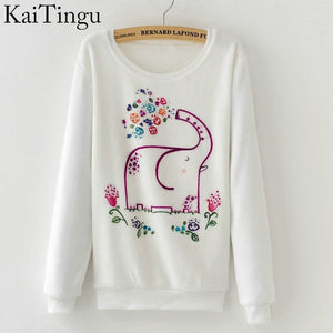 KaiTingu 2016 New Fashion Autumn Long Sleeve Flannel Women Tracksuit Hoodie Dog Print Casual Ladies Tops Pullover Sweatshirt