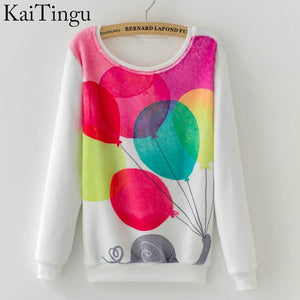 KaiTingu 2016 New Fashion Autumn Long Sleeve Flannel Women Tracksuit Hoodie Dog Print Casual Ladies Tops Pullover Sweatshirt
