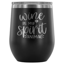 Load image into Gallery viewer, Wine is my Spirit Animal 12oz Stemless Wine Tumbler