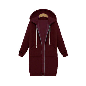 Women's Long Zip Sweatshirt Hoodie