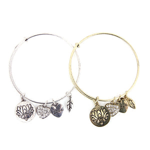 Lotus Love Charm Bangle