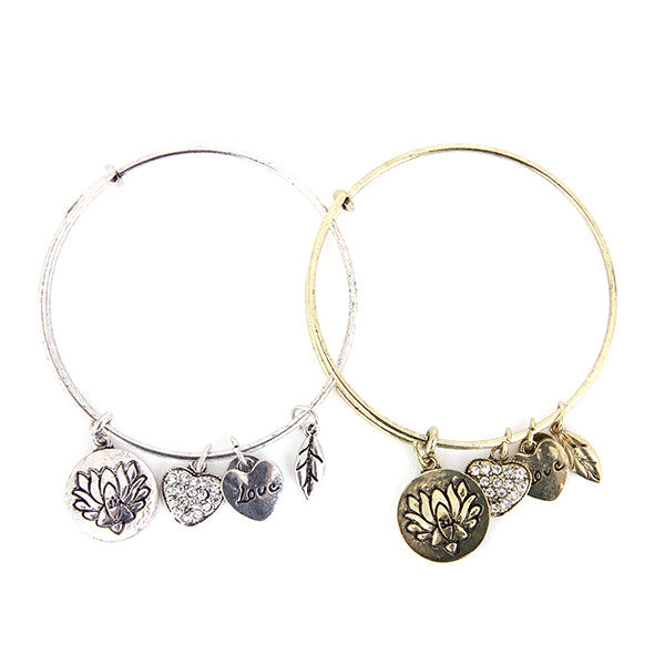 Lotus Love Charm Bangle