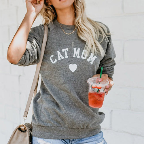 Fashion Splicing Sweatshirt Womens Letter Print Pullover Long Sleeve DOG MOM letter print sweatshirt Tops